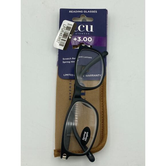 ICU Eyewear Henderson Black Reading Glasses Readers with Case +3.00 - Picture 7 of 14
